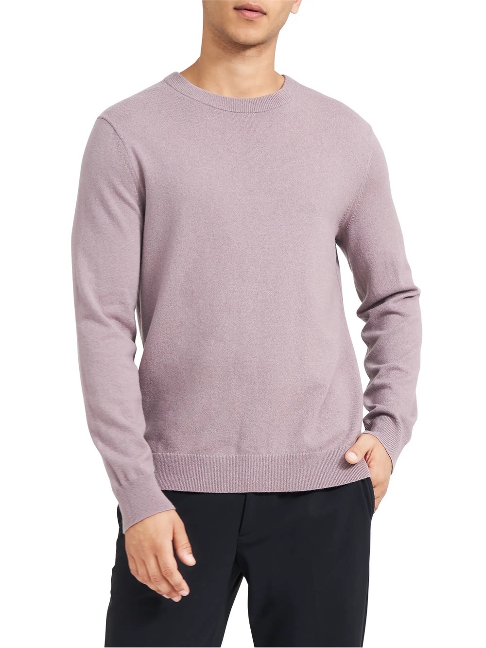 Theory Hilles Crewneck Sweater in Cashmere in Dusty Orchid